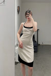 SWAYING/KNIT contrasting color collar vest skirt SW23SS2L02 meters gray PS57